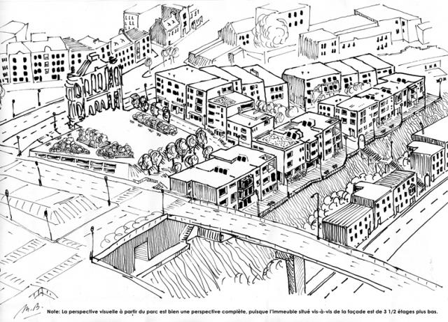 Esquisse d'un aménagement différent du site (par Marc Boutin)
